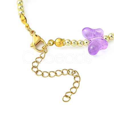 Flower & Butterfly Glass Beaded Bracelet with 304 Stainless Steel Clasps BJEW-JB09585-1