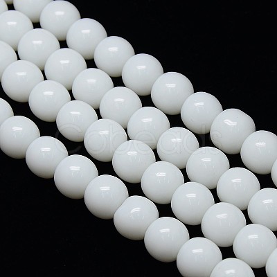Opaque Solid Color Crystal Glass Round Beads Strands EGLA-F037-10mm-E01-1