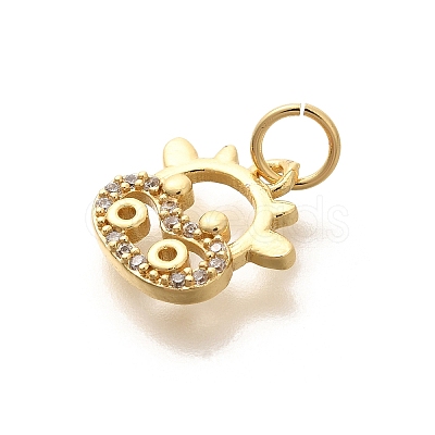 Rack Plating Brass Micro Pave Cubic Zirconia Pendants KK-H508-28G-04-1