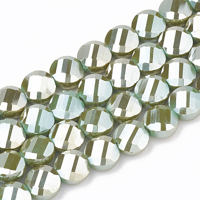Electroplate Opaque Solid Color Glass Beads Strands EGLA-T008-09C-1