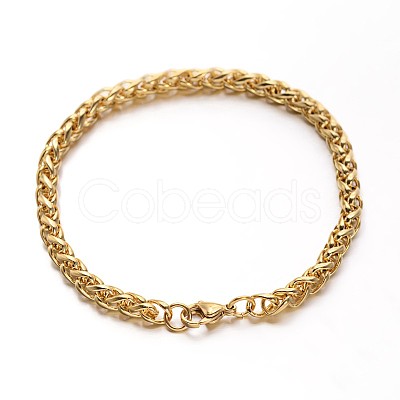 304 Stainless Steel Wheat Chains Bracelets BJEW-O091-04-1
