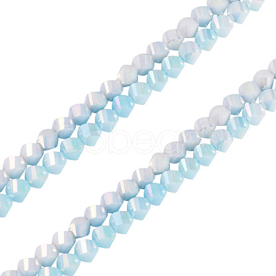 2Strands 2 Colors Anti-Tarnish Electroplate Glass Beads Strands GLAA-TA0003-78-1