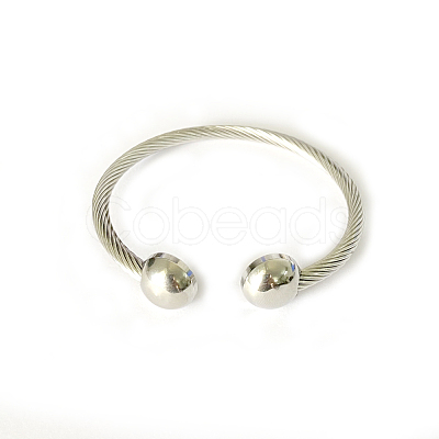 Tarnish Resistant 304 Stainless Steel Torque Bangles BJEW-N225-76P-1