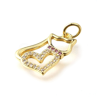 Brass Micro Pave Cubic Zirconia Pendants KK-V007-005G-01-1