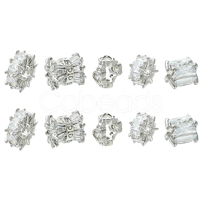 10Pcs 5 Styles Brass Micro Pave Cubic Zirconia Beads KK-CJ0004-20-1