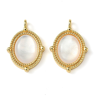 Brass Pave Shell Pendants KK-M277-06B-G-1