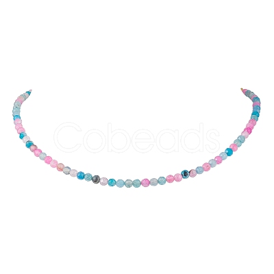 Faceted Round Natural Agate(Dyed & Heated) Beaded Necklaces for Women NJEW-JN04659-05-1