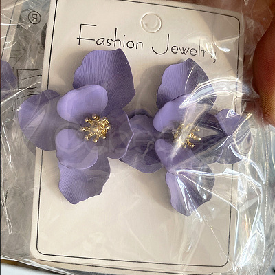 Flower Alloy Dangle Stud Earrings FS-WGB25D4-08-1