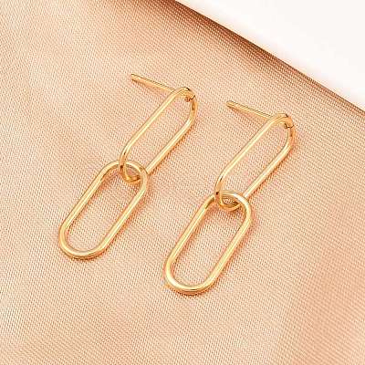 Oval 316 Stainless Steel Dangle Stud Earrings EJEW-D339-04G-1
