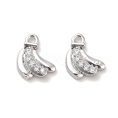 Brass Micro Pave Clear Cubic Zirconia Charms KK-C054-12P-1