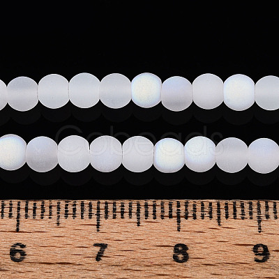 Frosted Imitation Jade Glass Beads Strands GLAA-T032-J4mm-MBB01-1