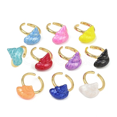 Brass Enamel Adjustable Cuff Rings for Women RJEW-G357-01O-1