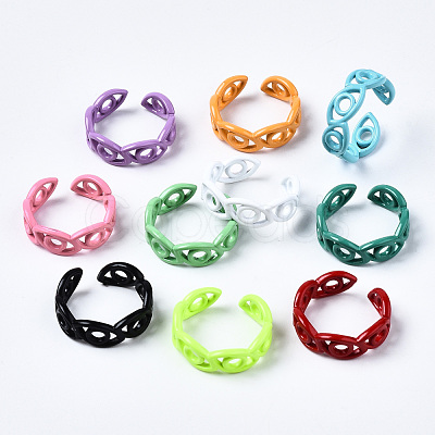 Spray Painted Brass Cuff Rings RJEW-S044-145-1