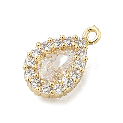 Brass Micro Pave Clear Cubic Zirconia Charms KK-B130-01G-02-1