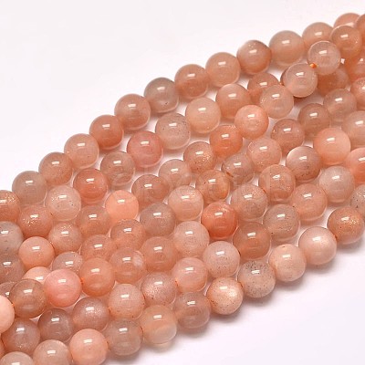 Natural Sunstone Round Bead Strands G-F266-11-6mm-1