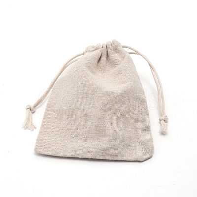 Flax Cloth Blank DIY Craft Drawstring ABAG-WH0005-48C-1