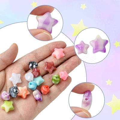 60Pcs 2 Styles Opaque Imitation Gemstone Acrylic Beads OACR-FS0001-85-1