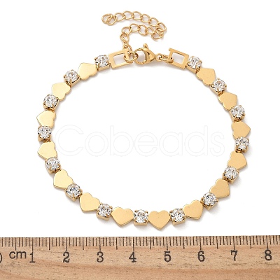 304 Stainless Steel Rhinestone Cup Chain Bracelets for Women BJEW-F488-26F-G-1