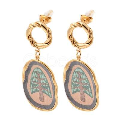 304 Stainless Steel Dangle Stud Earrings EJEW-A158-07A-G-1