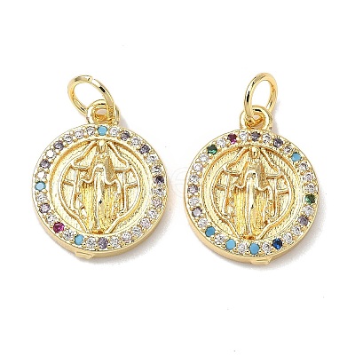 Holy Virgin Theme Brass Cubic Zirconia Pendants KK-L253-32G-06-1