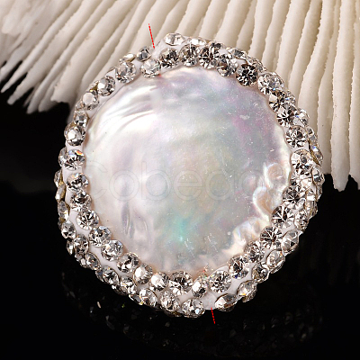 Flat Round Natural Cultured Freshwater Pearl Beads BSHE-P004-06-1