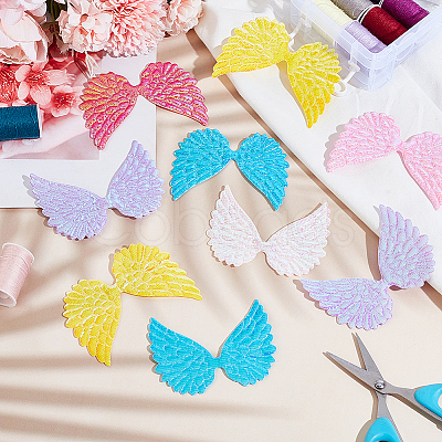 60Pcs 6 Colors Polyester Thread Iron on/Sew On Patches PATC-GO0001-12-1