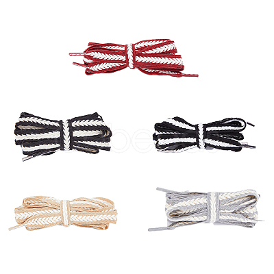 5 Pairs 5 Colors Two Tone Flat Polyester Braided Shoelaces DIY-FH0005-41A-02-1