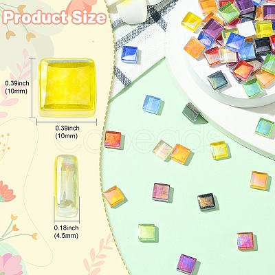 240Pcs 12 Colors Rainbow Iridescent Glass Cabochons DIY-CJ0003-10-1