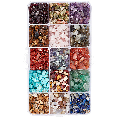 15 Styles Natural & Synthetic Mixed Gemstone Chip Beads G-PA0001-99-1