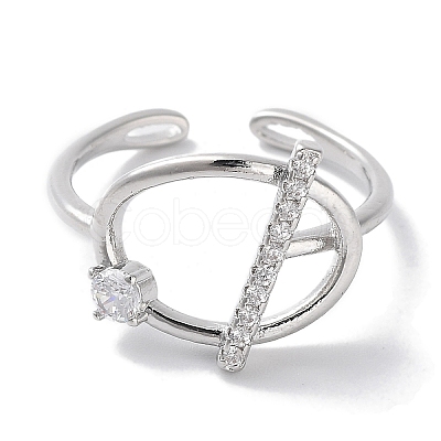 Brass Micro Pave Cubic Zirconia Cuff Rings RJEW-G310-02P-1