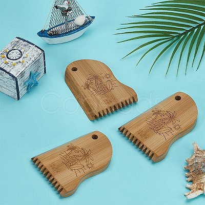 3Pcs Bamboo Surfboard Wax Comb DIY-FG0006-74-1
