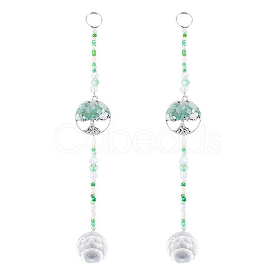 Glass Teardrop Window Hanging Suncatchers HJEW-TADJ0004-1