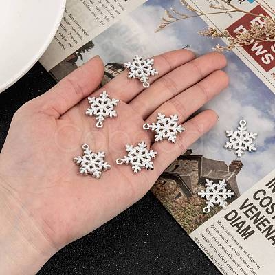 Snowflake Alloy Enamel Pendants ENAM-R041-34-1