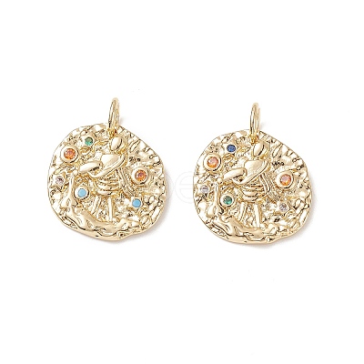 Brass Micro Pave Cubic Zirconia Pendants ZIRC-G157-03H-01G-1