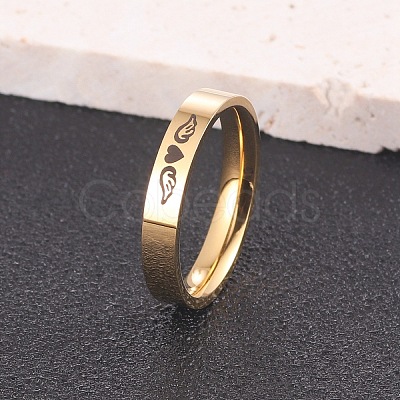 Heart Wing Pattern 304 Stainless Steel Finger Rings FS-WGA5734-18-1