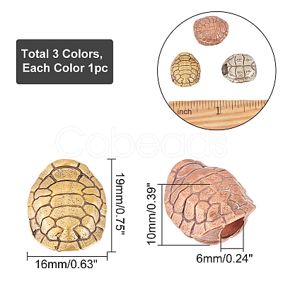 3Pcs 3 Colors Brass Beads FIND-AR0002-31-1