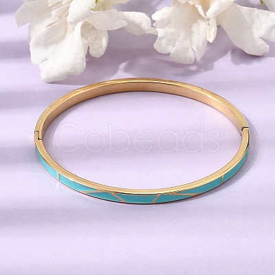 304 Stainless Steel Enamel Hinged Cuff Bangles for Women SA-CBAC920-15G-01E-1