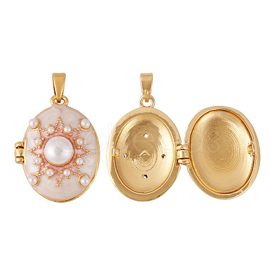 1Pc Brass Enamel Locket Pendants KK-TADJ0001-05B-1