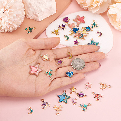 48Pcs 24 Styles Alloy Enamel Pendants ENAM-TA0003-16-1
