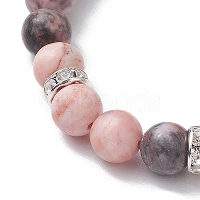 8.5mm Round Natural Pink Zebra Jasper Beaded Stretch Bracelets BJEW-JB10256-03-1