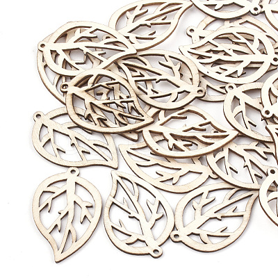 Undyed Wood Pendants WOOD-T008-35-1
