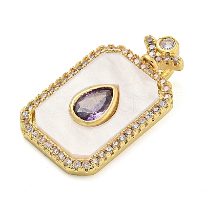 Brass Micro Pave Cubic Zirconia Pendants FIND-Z044-04A-1