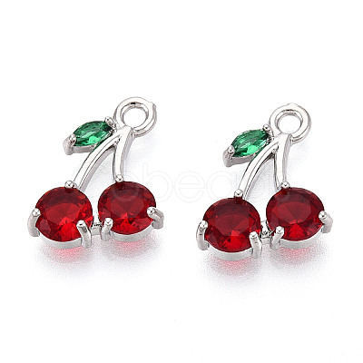 Brass Micro Pave Cubic Zirconia Pendants KK-T074-70P-02-1