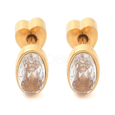 304 Stainless Steel Rhinestone Stud Earrings for Women EJEW-M068-03G-1