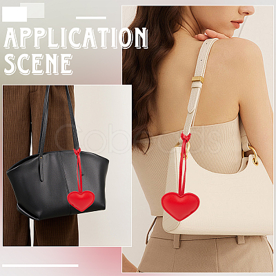 PU Leather Heart Pendant Decorations HJEW-CL0001-12A-1