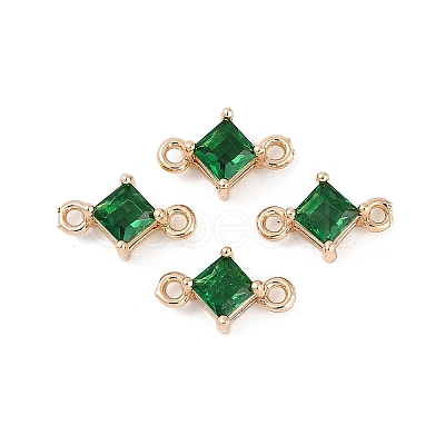 Brass Pave Glass Rhombus Links Connector Charms X1-GLAA-Q088-001F-1
