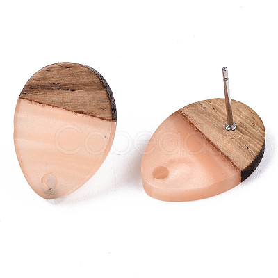Resin & Walnut Wood Stud Earring Findings MAK-N032-006A-H02-1