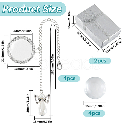 Angel & Flat Round Brass Rhinestone Doctoral Cap Graduation Hanging Pendants HJEW-SP00003-1