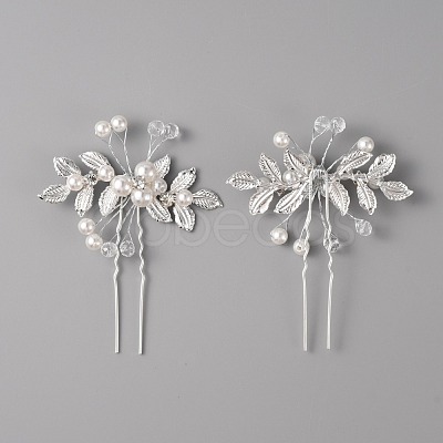 Wedding Bridal Alloy Rhinestone Hair Forks MRMJ-WH0012-28-1