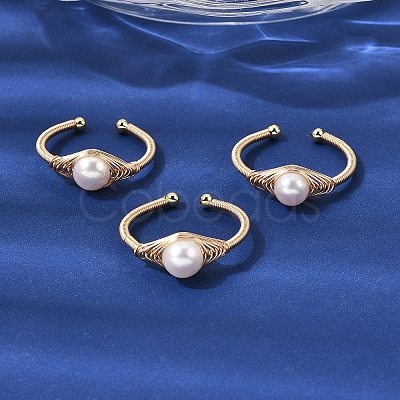 Brass Cuff Open Rings for Women RJEW-D344-01G-1